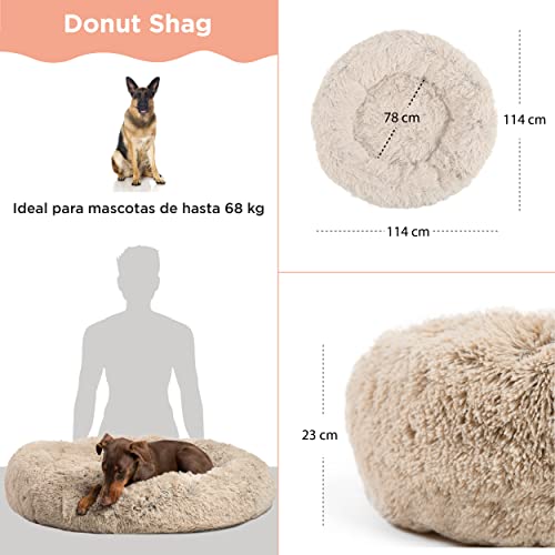 Best Friends by Sheri The Original Calming Donut - Cama para perros y gatos - Funda de pelo sintético con cremallera de quita y pon - Lavable a máquina - Marrón grisáceo - 114 x 114 cm - XL