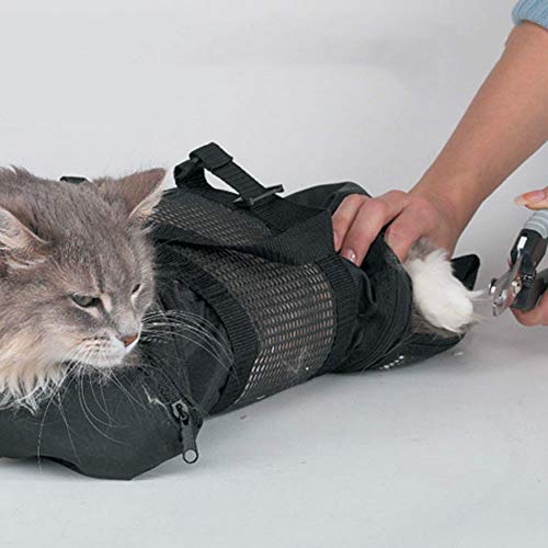 Bestbuy Bolsa de aseo para gatos + guante para mascotas, bolsa de baño para limpieza de orejas, cortar uñas, alimentación medicinal resistente a arañazos y mordeduras