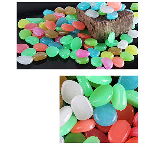 Bestgle 50 pcs Piezas Piedras Luminosas Stone Brillante Roca Fluorescente Adorno pecera para para jardín hogar Aire Libre Parques peceras Acuario Decoración