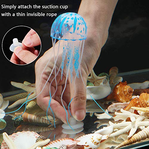 BETOY Decoración Medusas, 6 Piezas Medusas Artificiales Adorno de Medusas Decoración Silicona Medusas Decoración Medusas Artificiales para la pecera casera, la decoración del Acuario,15x15cm