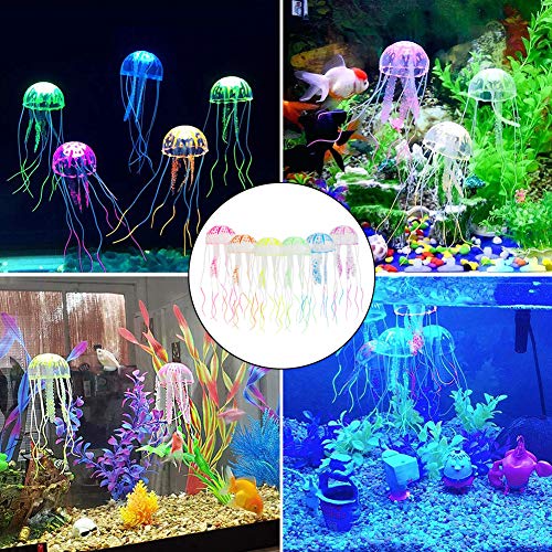 BETOY Decoración Medusas, 6 Piezas Medusas Artificiales Adorno de Medusas Decoración Silicona Medusas Decoración Medusas Artificiales para la pecera casera, la decoración del Acuario,15x15cm