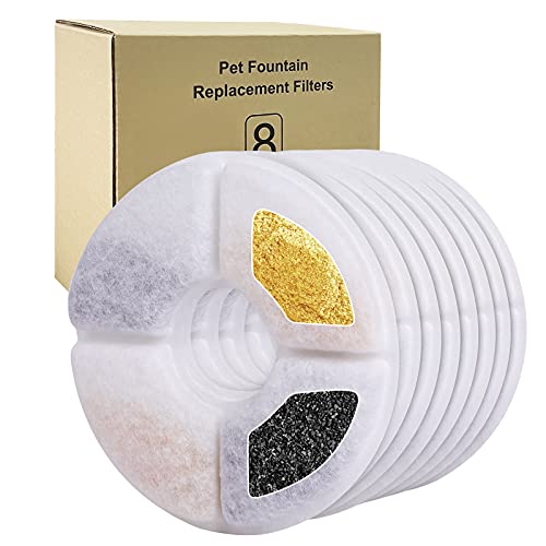 Bigqin Filtro de Fuente para Gatos, Filtro de Repuesto para Fuente con Resina y carbón Activado, Filtro de Fuente para Gatos y Perros, Paquete de 8