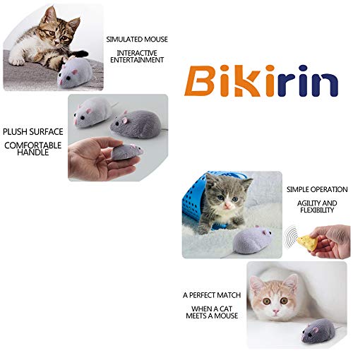 Bikirin Juguete de Ratón para Gatos, Juguete de ratón de felpa realista y cómodo con control remoto inalámbrico, Adecuado para Gatos, Perros y Niños