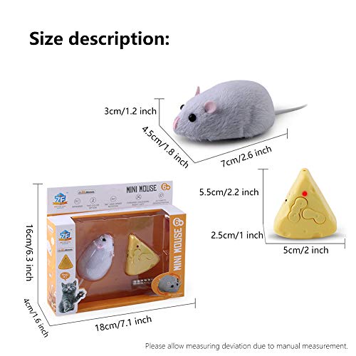 Bikirin Juguete de Ratón para Gatos, Juguete de ratón de felpa realista y cómodo con control remoto inalámbrico, Adecuado para Gatos, Perros y Niños