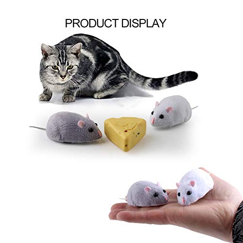 Bikirin Juguete de Ratón para Gatos, Juguete de ratón de felpa realista y cómodo con control remoto inalámbrico, Adecuado para Gatos, Perros y Niños