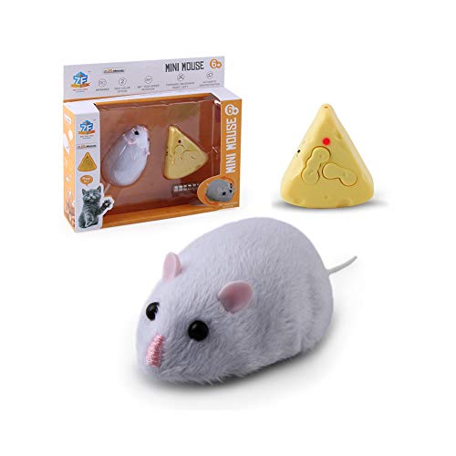 Bikirin Juguete de Ratón para Gatos, Juguete de ratón de felpa realista y cómodo con control remoto inalámbrico, Adecuado para Gatos, Perros y Niños