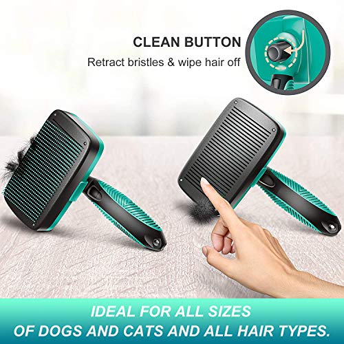Bingobang Cepillo para mascotas para perros y gatos para pelo largo, elimina el 95% de los pelos muertos y el pelo suelto, adecuado para perros y gatos de pelo medio y largo (verde)