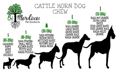 Bio Mordiscos Mordedor de Cuerno de Vacuno para Perros – 100% Natural (S 80-200g)