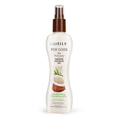 BioSilk for Dogs Terapia de Seda Que acondiciona el espray desenredante con el Aceite de Coco orgánico, Claro