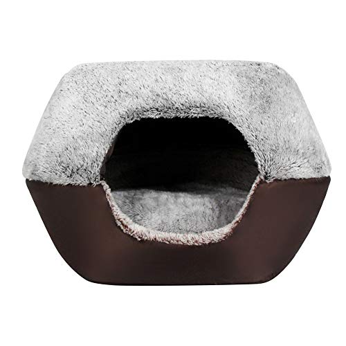 Bireegoo 1 casa semicerrada para mascotas para gatos y perros, portátil, pequeña casa, para mascotas, cachorros, gatos, camas para perros, caseras, casas, casetas de mascotas suaves y cálidas