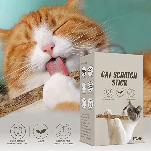 Blu7ive 30 unids varitas gato masticar juguetes naturales palos limpieza dientes gato molar herramientas gatito hierba gatera palo