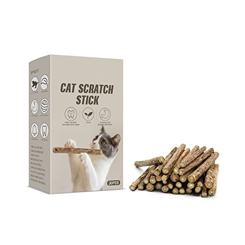 Blu7ive 30 unids varitas gato masticar juguetes naturales palos limpieza dientes gato molar herramientas gatito hierba gatera palo