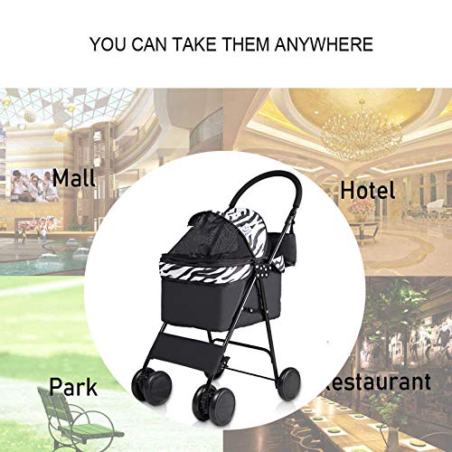 BNMY Cochecito Mascotas Plegable Perros Gatos Carrito Ruedas Giran 360º,B