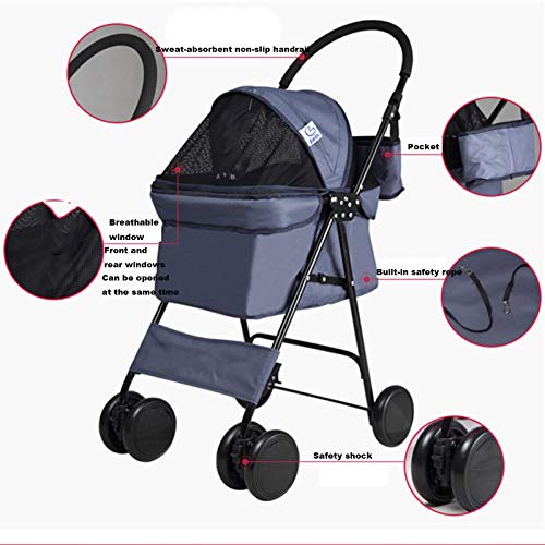 BNMY Cochecito Mascotas Plegable Perros Gatos Carrito Ruedas Giran 360º,B