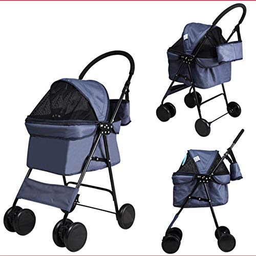 BNMY Cochecito Mascotas Plegable Perros Gatos Carrito Ruedas Giran 360º,B