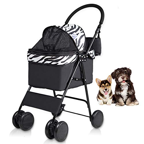 BNMY Cochecito Mascotas Plegable Perros Gatos Carrito Ruedas Giran 360º,B