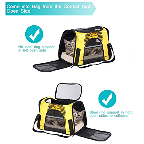 Bolsa de viaje para perros y gatos portátil para mascotas, bolsa de lona transpirable con vintage Egipto Faraón amarillo para animales pequeños