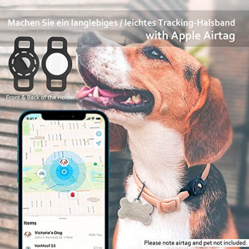 Bolsa para collar de perro Airtag, soporte para airtag para construcción de mascotas, dispositivo de rastreo GPS, funda elástica ligera e impermeable para artículos de perro o gato, negro/pequeño