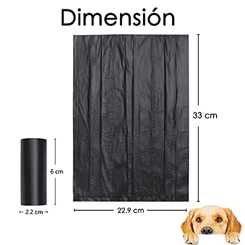 Bolsas caca perro 300bolsas, bolsas para excrementos de perro, pack 20 rollos de 15 bolsas (300 bolsas) para caca de perro, bolsa caca perro negra resistente perros grandes y pequeños (300 bolsas)
