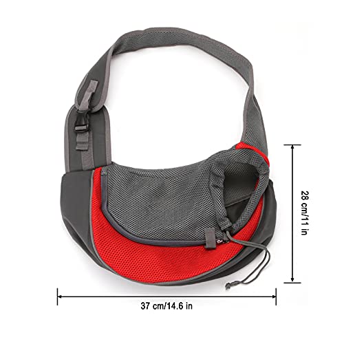 Bolso Perro Pequeño, Dog Carrier Sling Bag con Bandolera Ajustable Transportín Perro para Mascotas Perros y Gatos Bolso de Hombro para Mascotas Transportín para Perros hasta 5 kg (Rojo)