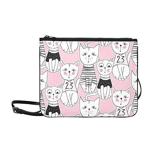 Bolsos cruzados de lona Cute Clever Warm Heart Animal Pet Cat Correa de hombro ajustable Embrague Bolso cruzado para mujeres Niñas Bolsos de hombro para niñas Bolso bandolera para adolescentes