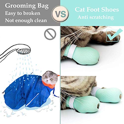 Botas De Gato De Silicona Antiarañazos, Protector De Pata De Gato Ajustable, Rascado De Aseo para Mascotas, Cubierta De Garras De Gato, Zapatos Médicos para Mascotas para El Baño En El Hogar 4 Piezas