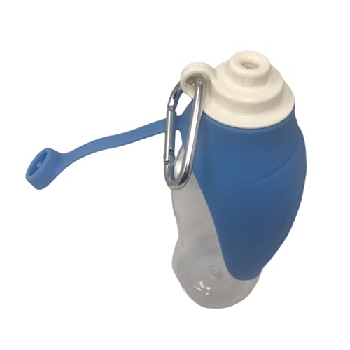 Botella de Agua de Silicona portátil de Viaje para Perros y Gatos 550 ml (Azul) |Tapa Plegable en forma de Cuenco | Bebedero Dispensador antibacteriano Mascotas | Paseos al Aire Libre | Con mosquetón.
