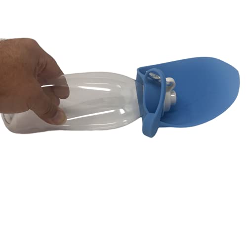 Botella de Agua de Silicona portátil de Viaje para Perros y Gatos 550 ml (Azul) |Tapa Plegable en forma de Cuenco | Bebedero Dispensador antibacteriano Mascotas | Paseos al Aire Libre | Con mosquetón.
