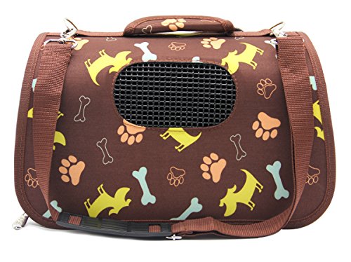 BPS® Transportín Portador Bolsa Bolso de Tela para Mascotas Perros Gatos Animales Transportadoras 3 Tamaños S/M/L Elegir (S, Marrón) BPS-5638M