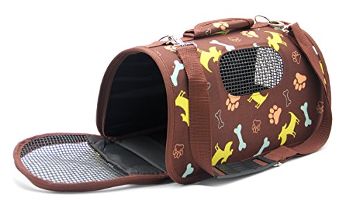 BPS® Transportín Portador Bolsa Bolso de Tela para Mascotas Perros Gatos Animales Transportadoras 3 Tamaños S/M/L Elegir (S, Marrón) BPS-5638M