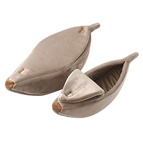 BuffyIn Casa de cama para gatos y gatos de plátano, bonita cama de felpa, cojín acolchado suave, lavable, camas para gatos y gatitos