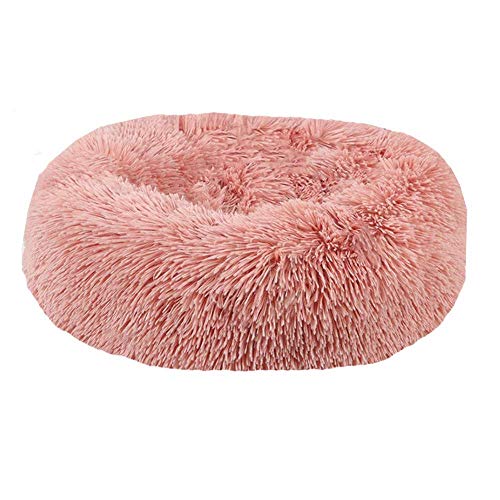 BVAGSS Cama de Felpa Deluxe Plush Redonda de Pelo Nido de Donut para Mascotas Deluxe para Gatos y Perros XH034(Diameter:60cm, Bean Paste)