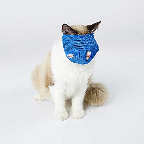 bysonice Bozales para Gatos Funda de Malla Malla de poliéster Bozales para Gatos Manga Ajustable Bozal de Tela para Gatitos Anti-mordida Limpieza para Gatos Bolsa para la Cabeza para baño
