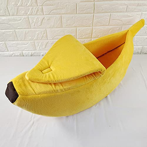 BYYLECL Linda casa de cama de plátano para gatos, cueva de cama para gatos, suave y cálida para mascotas, cojín de felpa para gatitos, gatos, perros