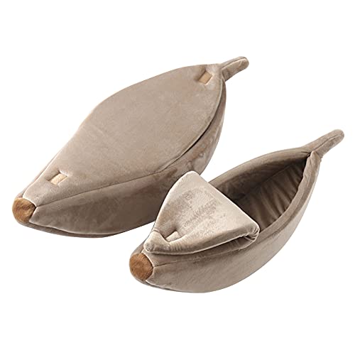 BYYLECL Linda casa de cama de plátano para gatos, cueva de cama para gatos, suave y cálida para mascotas, cojín de felpa para gatitos, gatos, perros