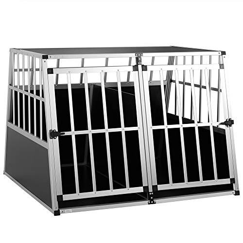 Cadoca Transportín Talla XXL para Perros y Mascotas Caja Jaula de Transporte Viaje de Aluminio para Coche avión