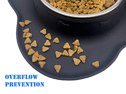 Cadosoigh Comedero para Gatos Perros Mascotas de Acero Inoxidable (750ml*2) con Base de Silicona Antideslizante,con Tazón Plegable