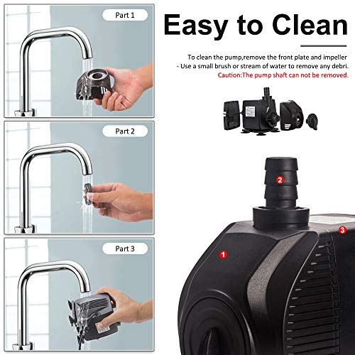 Cadrim Bomba Sumergible, Bomba de Agua para Acuario,2200L/H 220-240V/35W Bomba de Acuario,Estanque, Fuente, Natación, Sin Ruido (2200ML)