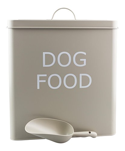 caja con tapa y cuchara estilo Retro para alimentos de perro, color oliva, XL – 31 cm