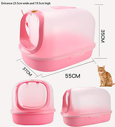 Caja de Arena para Gato Todo Cerrado con Cuchara Encantador Aseo Gatitos Antiolor Ecológico Abertura Frontal Fácil de Limpiar WC Inodoro,Green