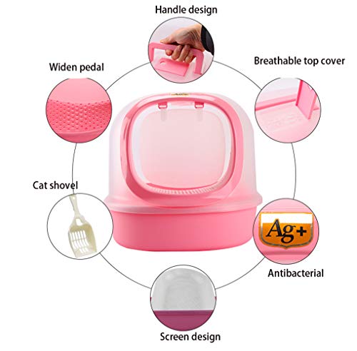 Caja de Arena para Gato Todo Cerrado con Cuchara Encantador Aseo Gatitos Antiolor Ecológico Abertura Frontal Fácil de Limpiar WC Inodoro,Green