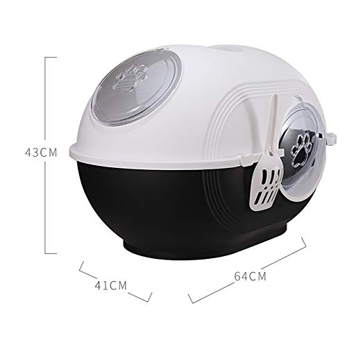 Caja de Arena para Gato Todo Cerrado Creativo Encantador Aseo Gatitos Antiolor Ecológico Abertura Frontal Fácil de Limpiar WC Inodoro,Black