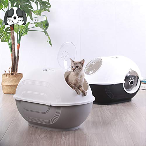 Caja de Arena para Gato Todo Cerrado Creativo Encantador Aseo Gatitos Antiolor Ecológico Abertura Frontal Fácil de Limpiar WC Inodoro,Black