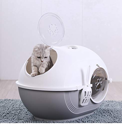 Caja de Arena para Gato Todo Cerrado Creativo Encantador Aseo Gatitos Antiolor Ecológico Abertura Frontal Fácil de Limpiar WC Inodoro,Black