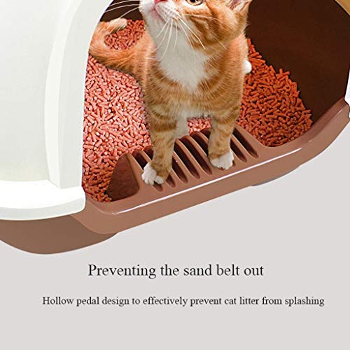 Cajas de arena Lavabo for gatos Completamente cerrado Inodoro grande cerrado for gatos Gato doméstico for mascotas Artículos for gatos Café Color Puerta doble Espacio grande Caja de arena grande
