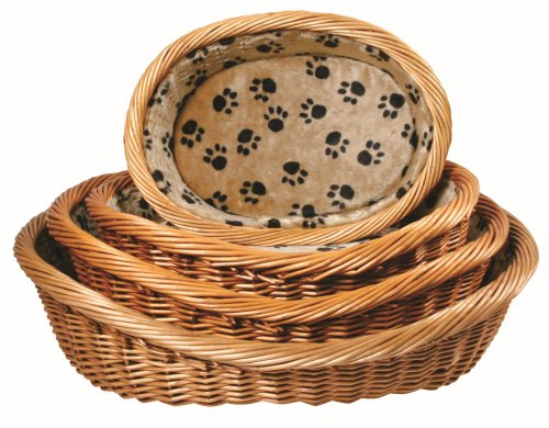 Cama-Cuna para perros y gatos mimbre funda con huellas impresas TRIXIE
