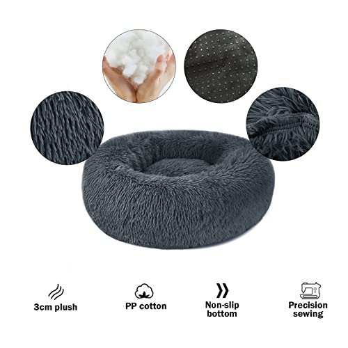 Cama para Perros Gatos Antiestres Mediano - Camas Cojin Relajante Redonda Suave Felpa Lavables, Cálido Cama Interior Invierno para Mascotas y Cachorro Medianos Pequeños