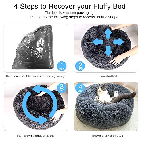 Cama para Perros y Gatos,Mascotas Calentito Cojín Redondo Suave de Felpa para Perros Cachorros Gatitos Cama Impermeable Antideslizante Lavable a Máquina Duradera (100cm Gris Claro)