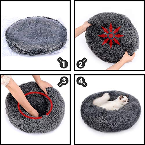 Cama Perro Gato Camas para Perros Pequeños Cama para Mascotas para Gatos Cama Redonda de Felpa (40 cm)