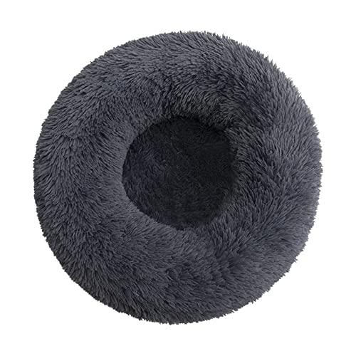 Cama Perro Gato Felpa Cama Redonda Perro Cama Donut Perro Invierno Cama Mascota Cómodo Cama Relajante Perro Grande Medianos Gatitos Cama Antiestres Perro Lavable (70cm, Gris Oscuro)